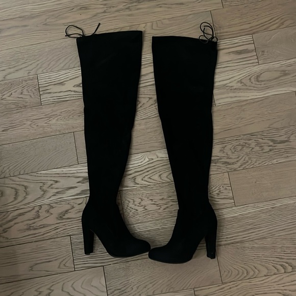 Thigh High Faux Suede Boots - Picture 1 of 4